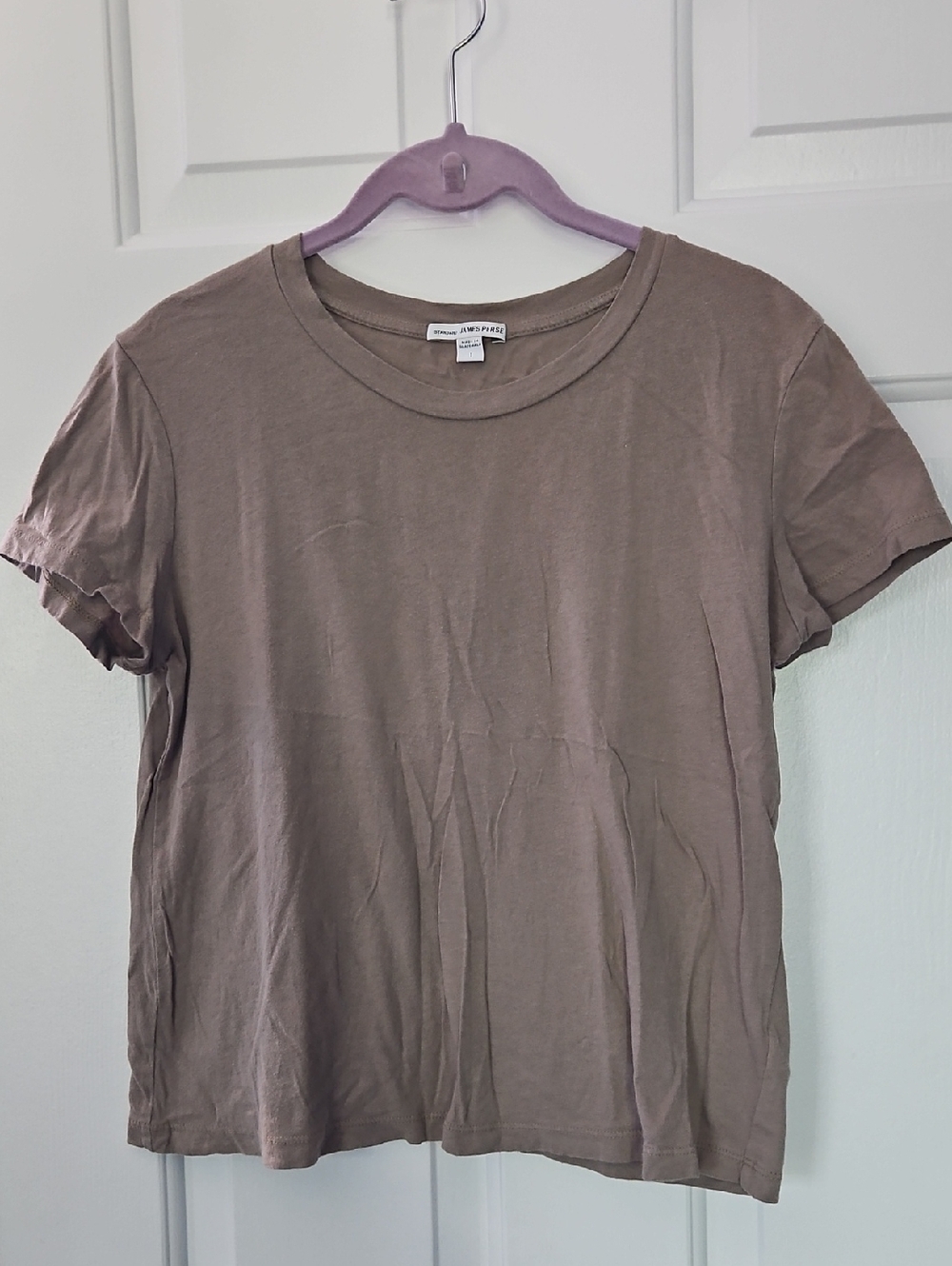 James Perse Short-Sleeve Crewneck Tee in Taupe